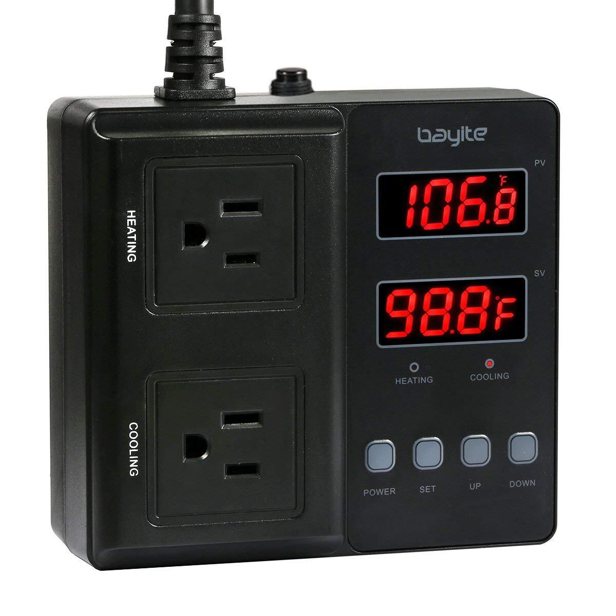 Temperature Controller 1650w 15a Btc211 Dual Digital Outlet Thermostat Plug Prew