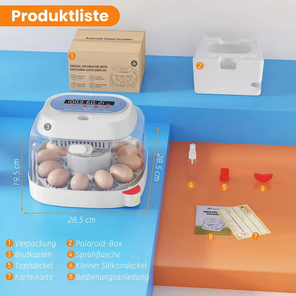 12 Eggs Incubator Automatic Turning Chicken Digital Incubators for Hatching Eggs