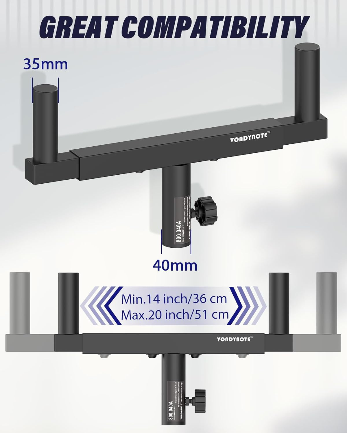 Set of 2 Dual Speaker Mount Bar Mounting Fork Bracket Speaker Pole Width Adjusta