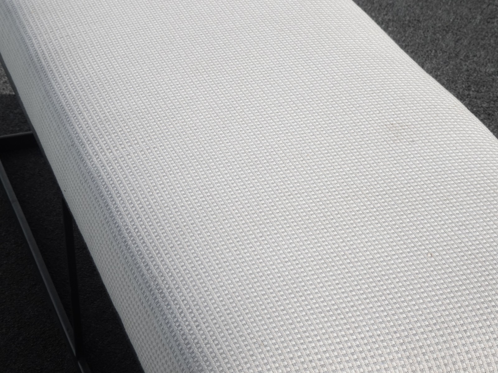 Modern White Bed Side Bench with Iron Base & Designer Fabric