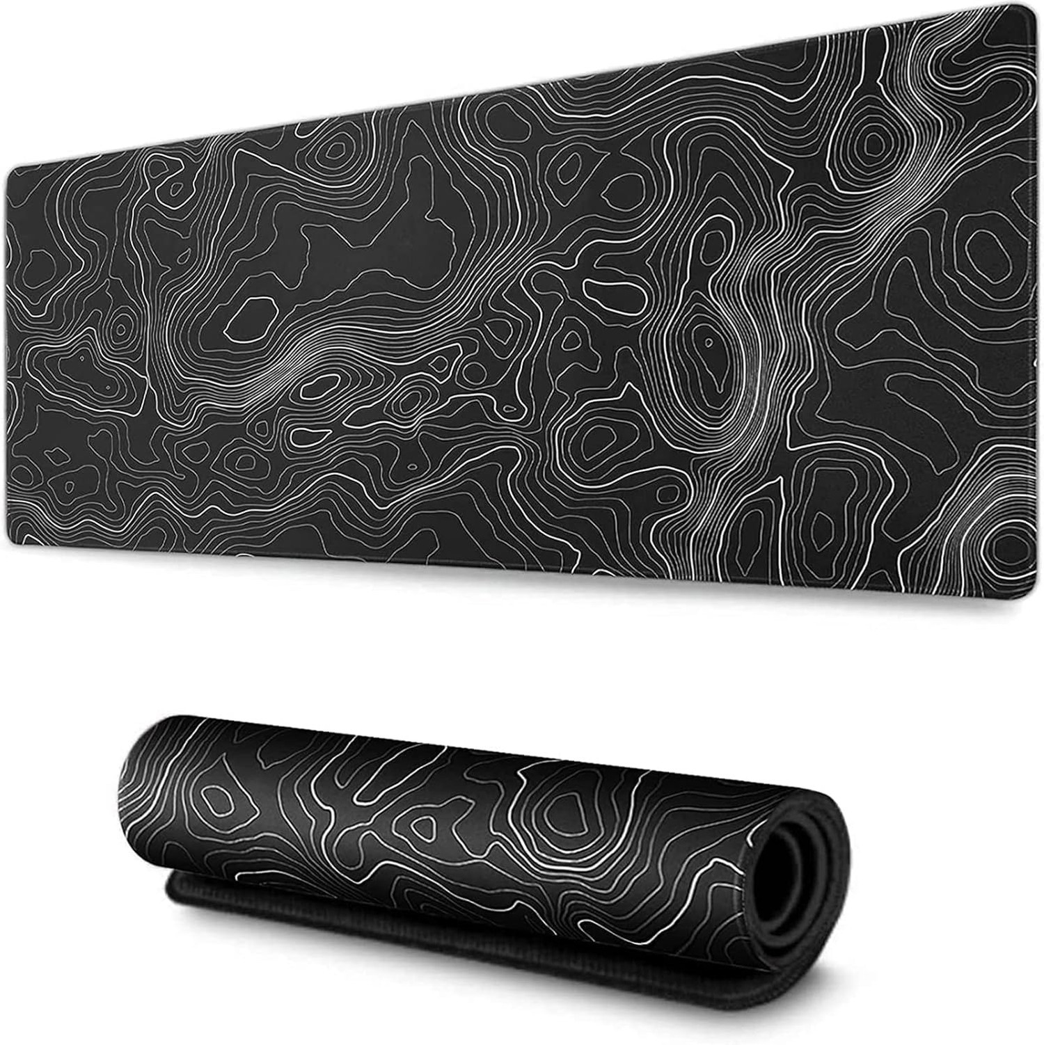 Large Mouse Pad Mat 35x17 Inch, XXXL Gaming Mouse Pad Topographic Map Lines |...