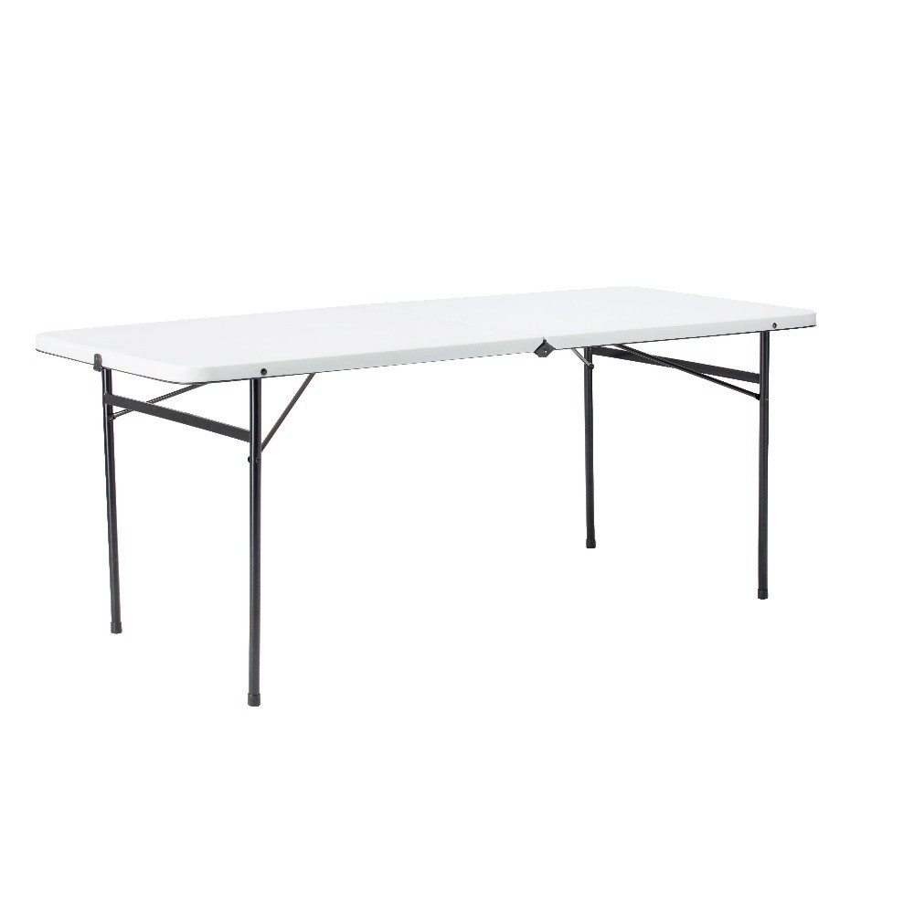 6' Rectangle Centerfold Folding Table, White