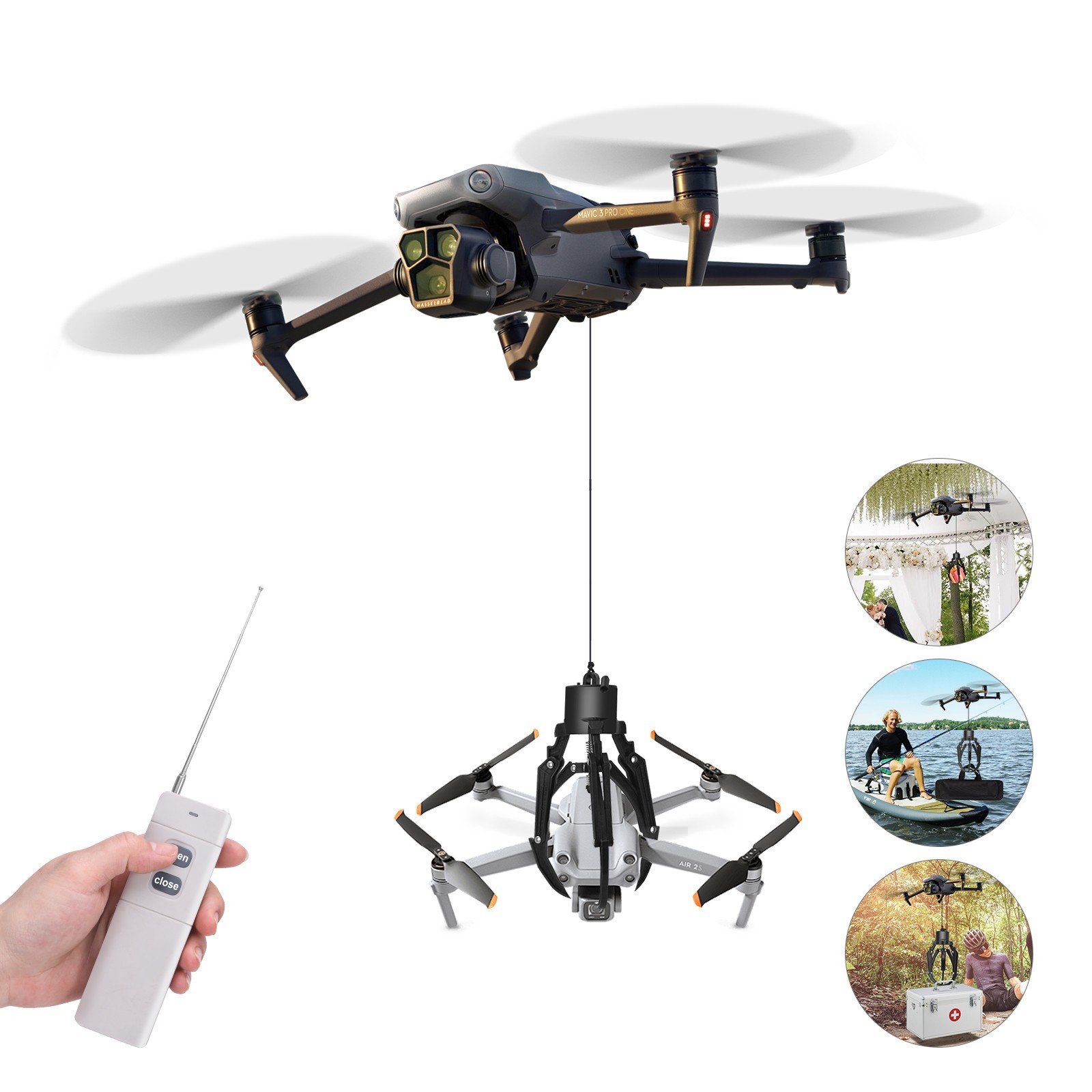 Airdrop Drone Grasping System - Mechanical Claw Hook Grabber for Payload Release