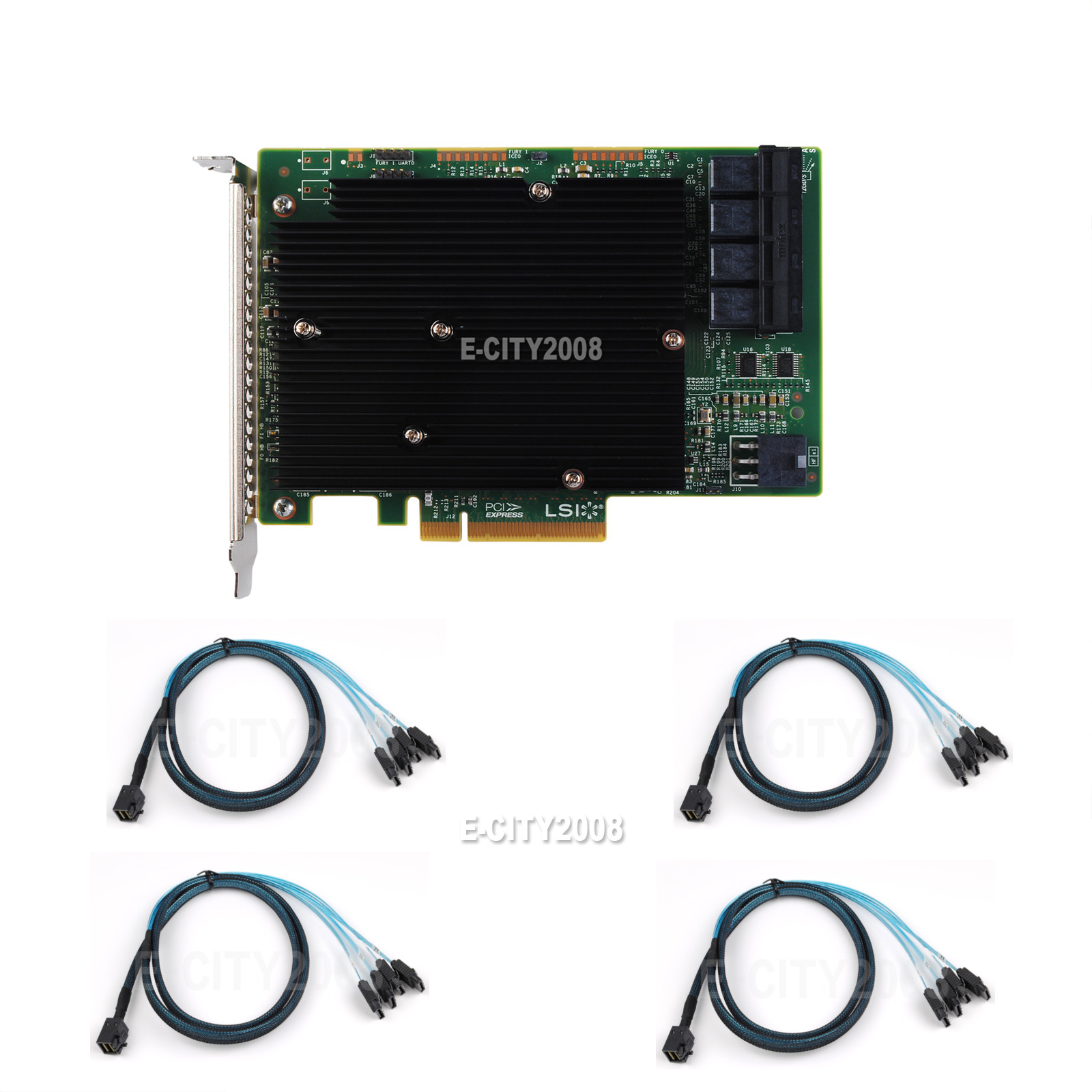 LSI SAS 9300-16I 12GB/S HBA BUS ADAPTER CARD IT Mode 4*SFF-8643 SATA Cable