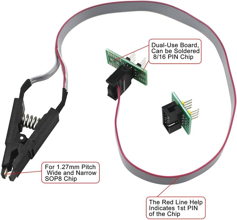 Complete CH341A BIOS Programming Kit: SOIC8 Clip, USB Programmer & Adapters