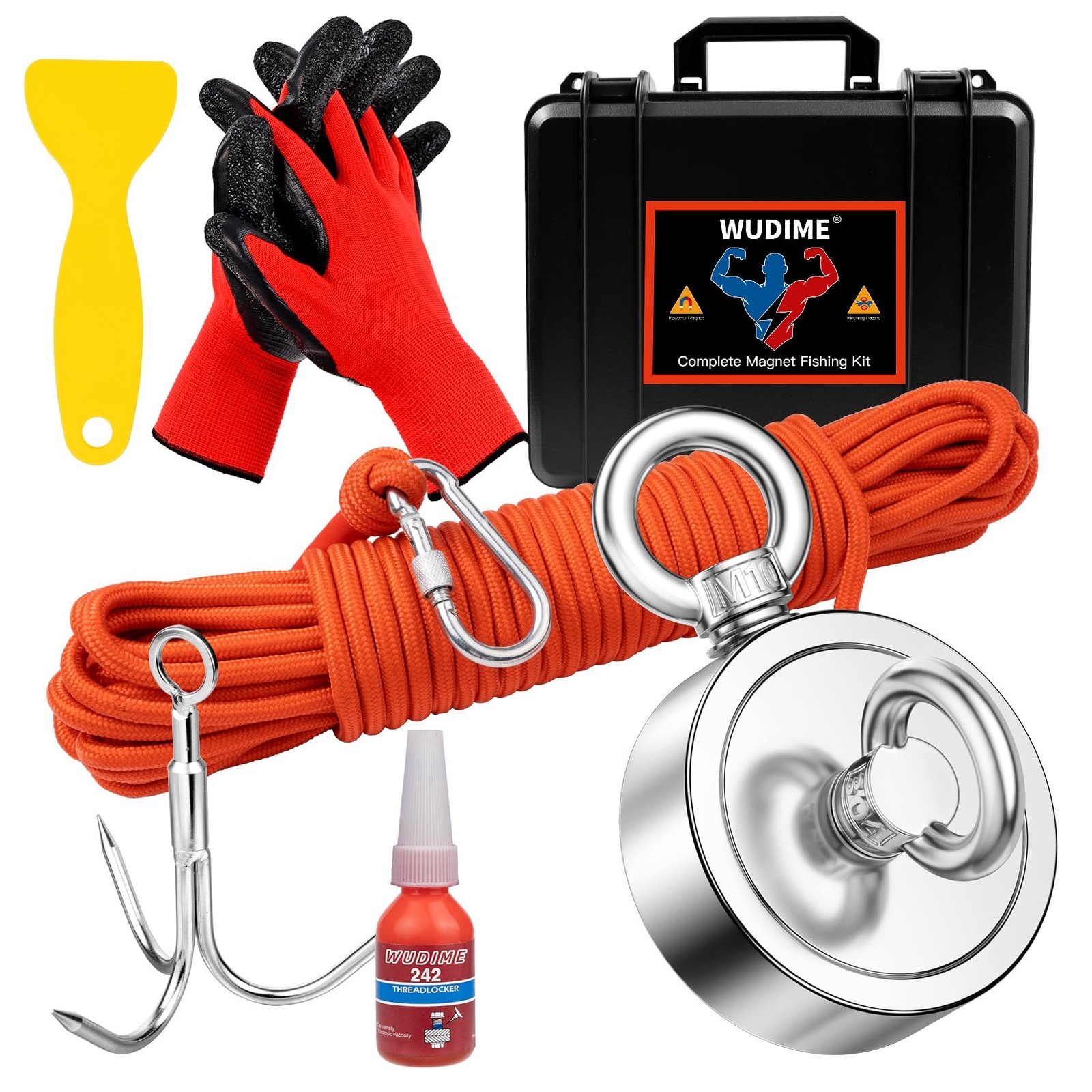 Strong Magnet Fishing Kit, 1000 Lbs Pulling Force Rare Earth Magnet with 65 F...