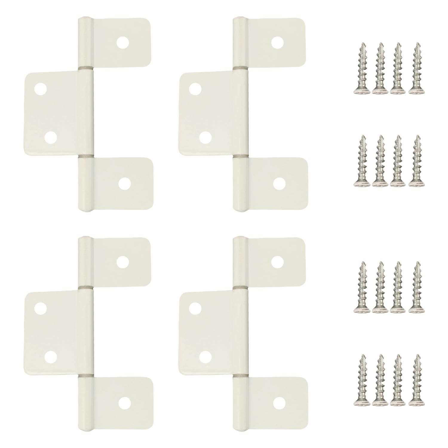 4 Pack White Three Leaf Non-Mortised Hinges with Screws, Perfect for Mobile H...