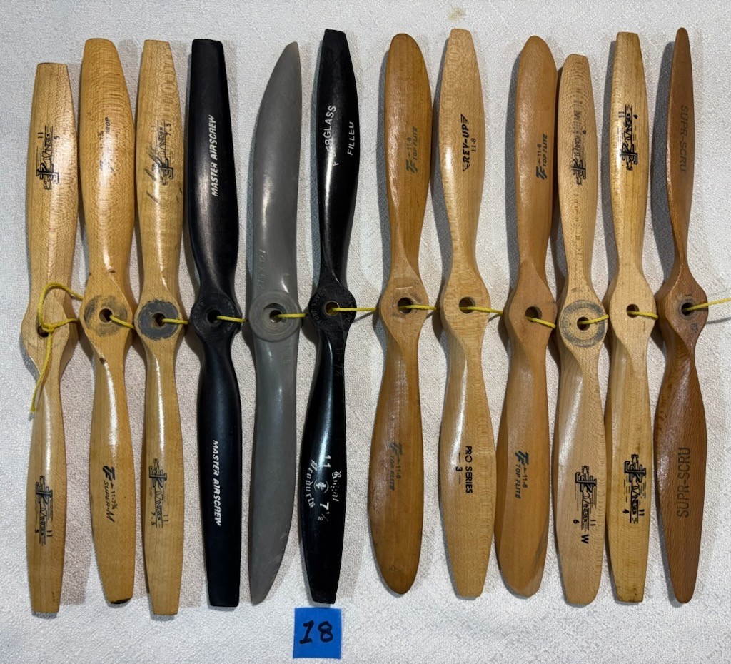 #18 VINTAGE LOT MODEL AIRPLANE PROPELLOR LOT 11 INCH RC UC FF