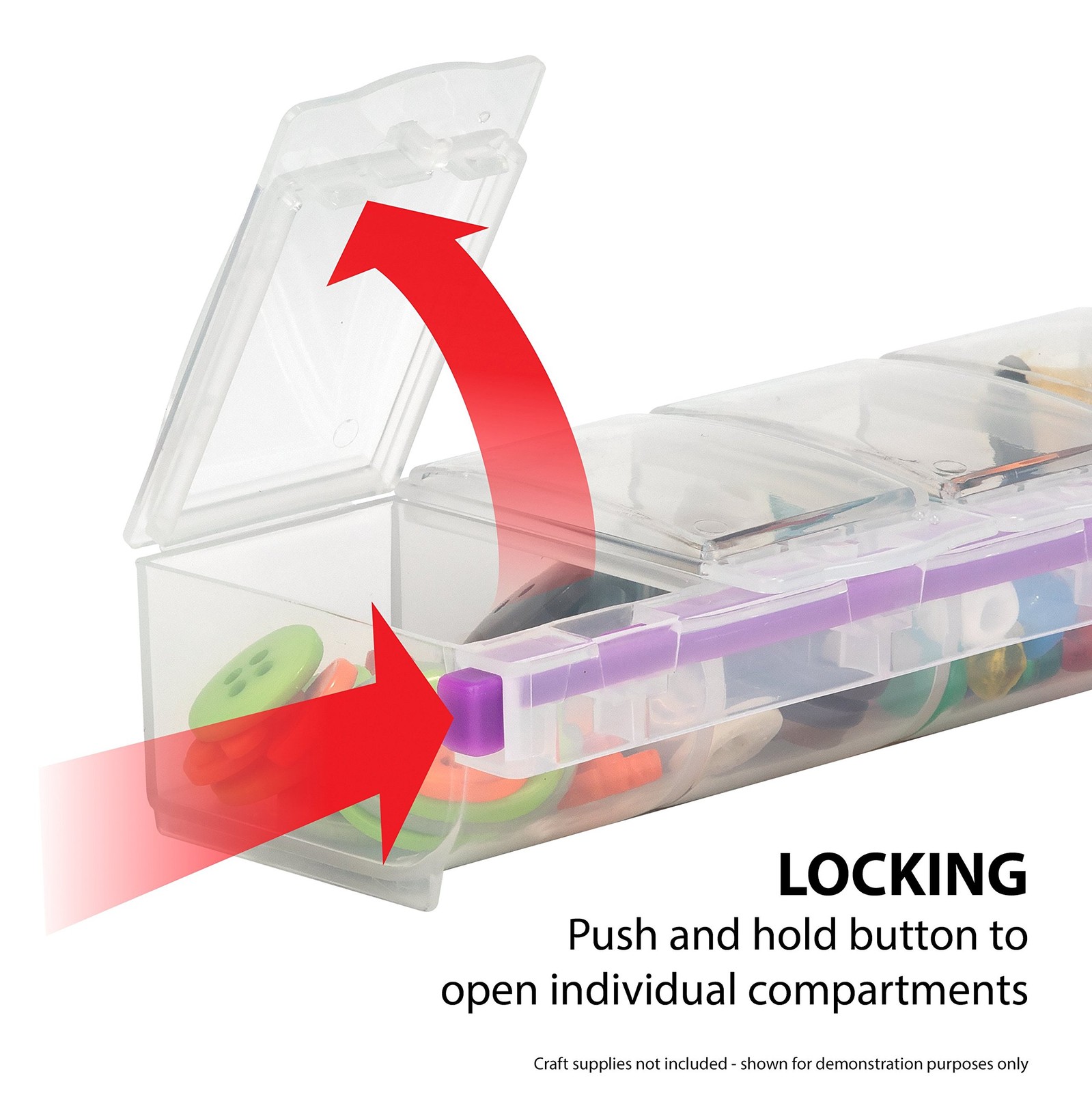 Craft Mates Bead Organizer, 7 Locking Compartments, Plastic Storage (2XL)