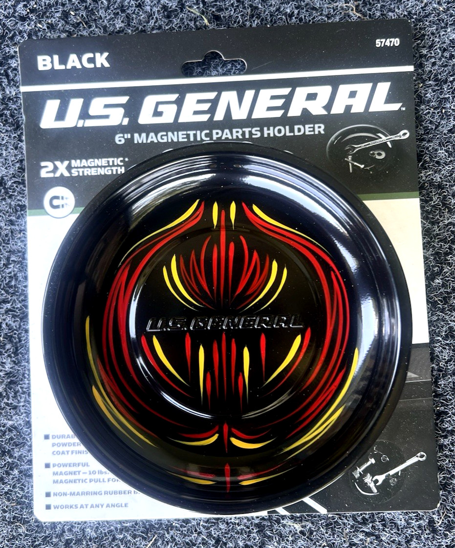 Black 6” Magnetic Parts Holder Dish Bowl Hand Painted Hotrod Pinstriped Shop Art