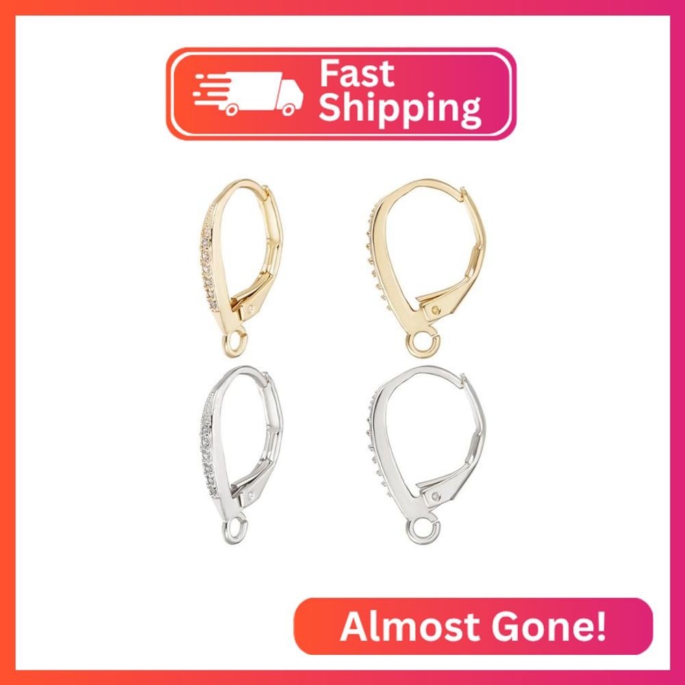 Beebeecraft 1 Box 4 Pair Leverback Earring Findings Cubic Zirconia 2 Colors Hugg