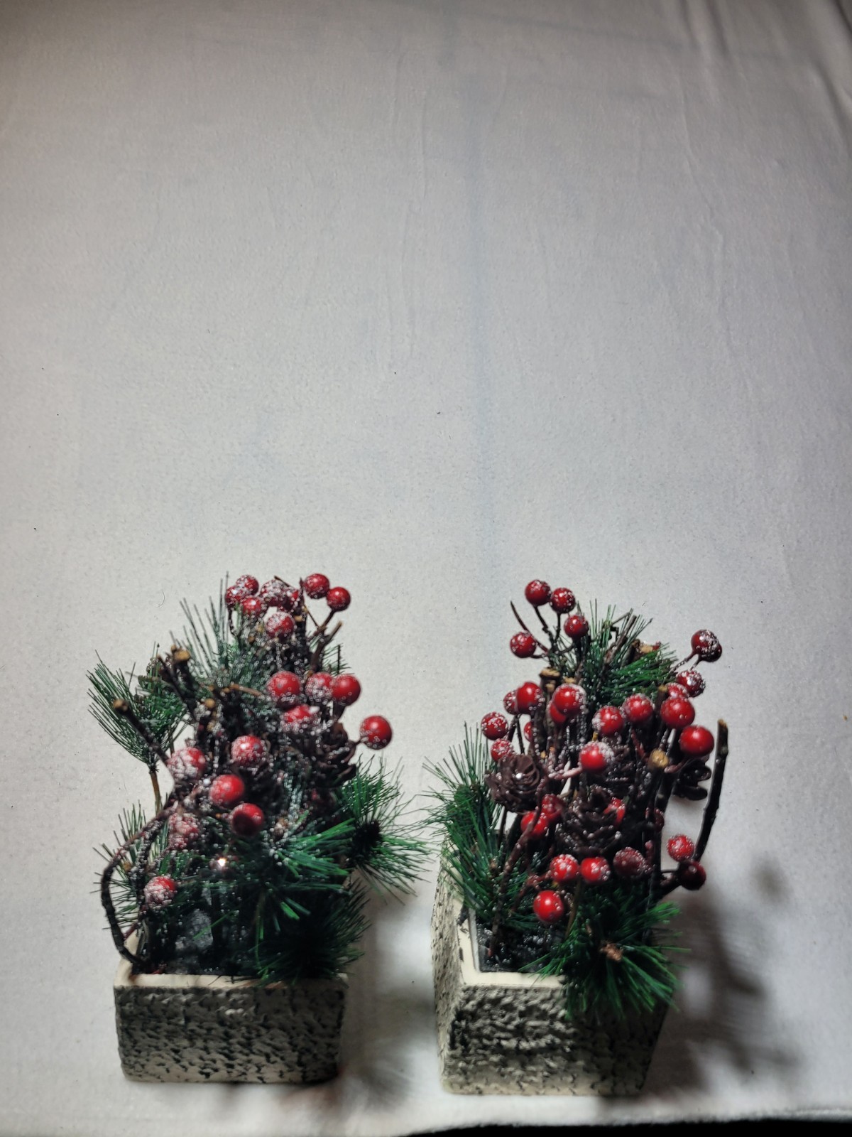Christmas Flowers In Small Ceramic Box (Lot Of Two)