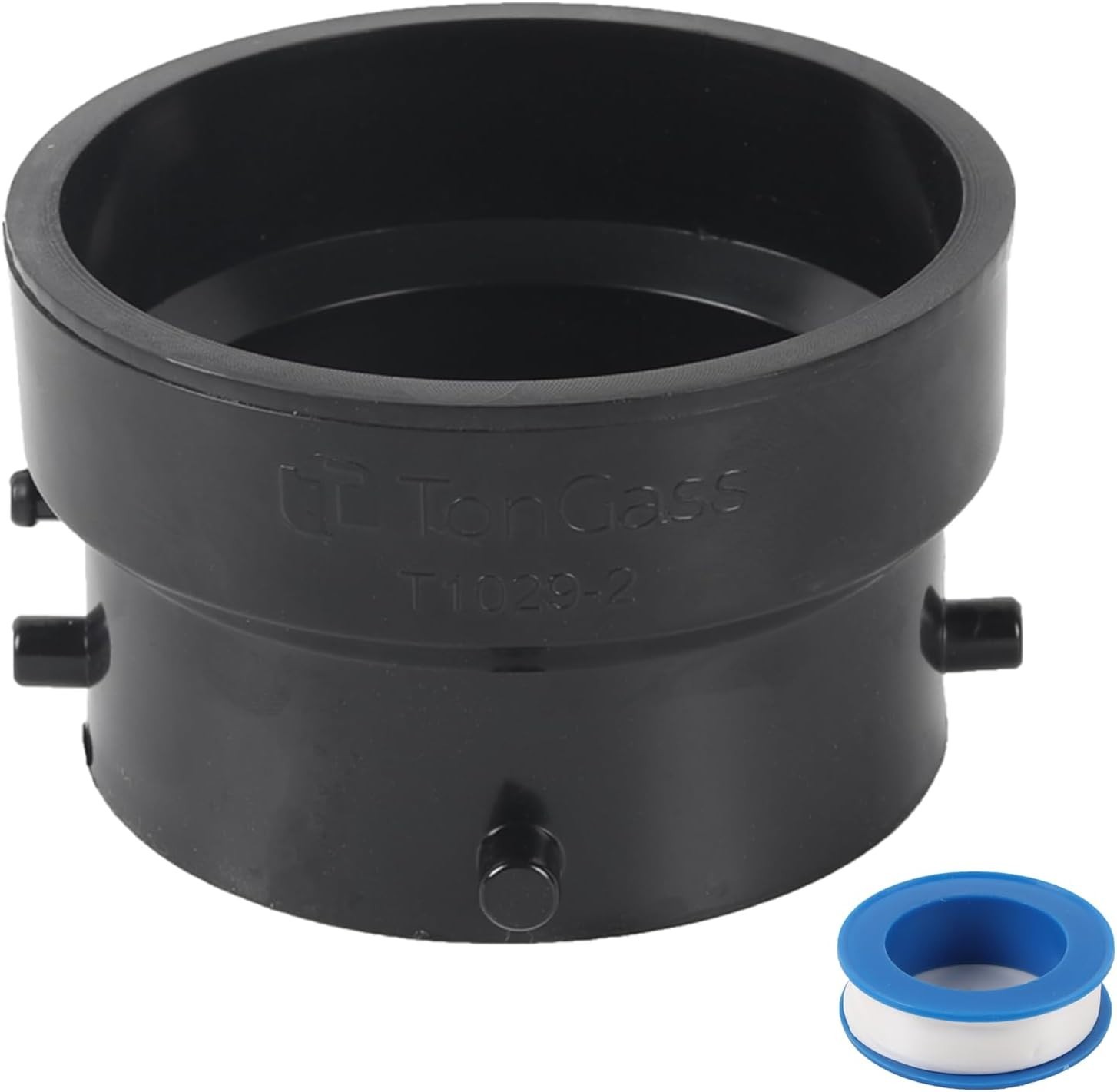3" RV Sewer Hose Bayonet to 3" PVC Adapter with Thread Seal Tape, Black