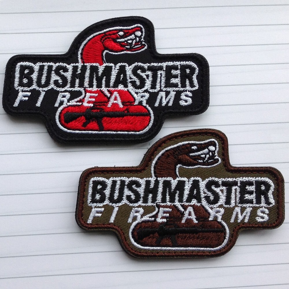 2PCS BUSHMASTER FIRE ARMS AK-47 SNAKE TACTICAL EMBROIDERED HOOK LOOP PATCH