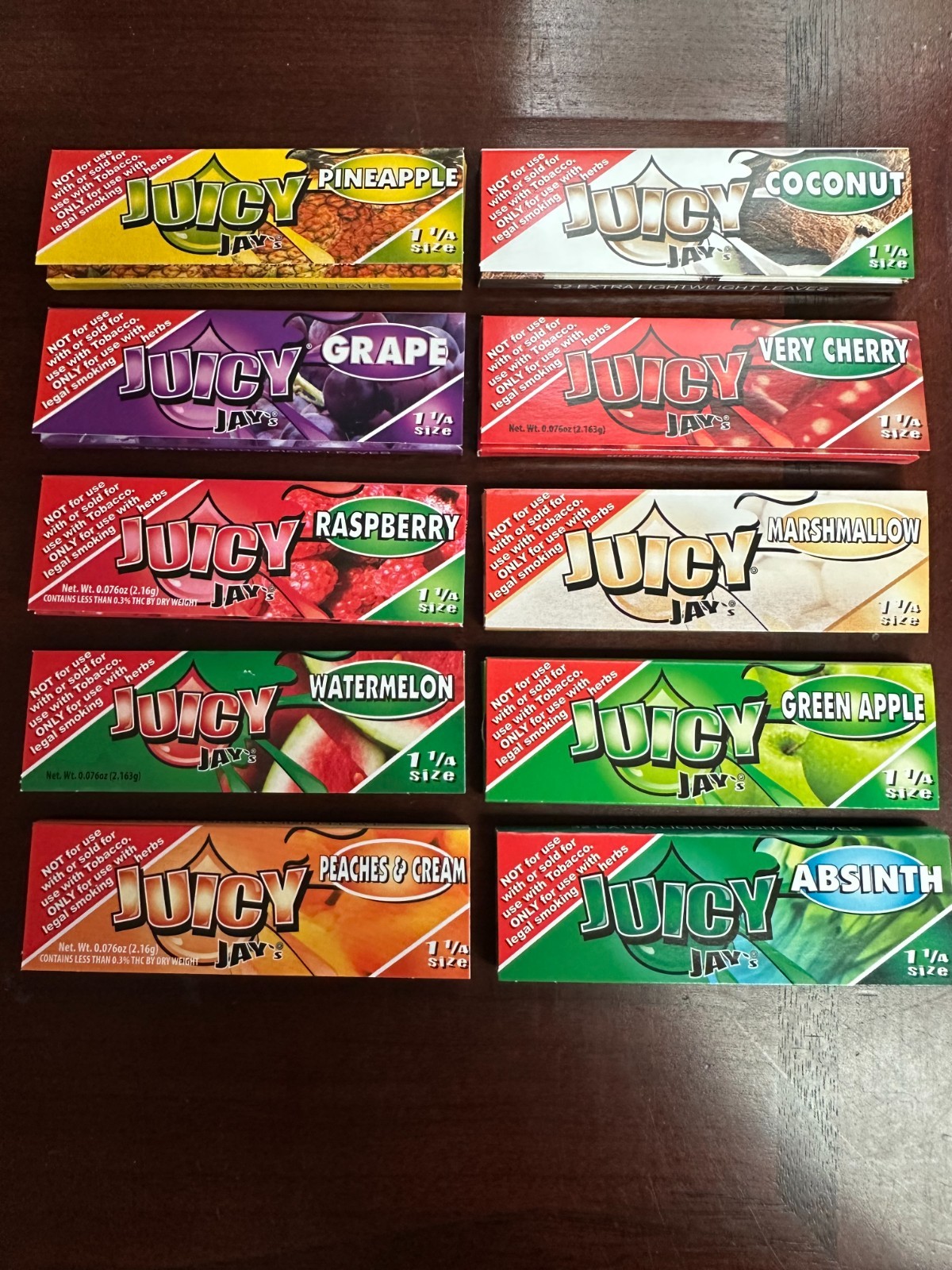 Juicy Jays 1 1/4 Rolling Papers Wraps 10 Packs~Cigarette Papers