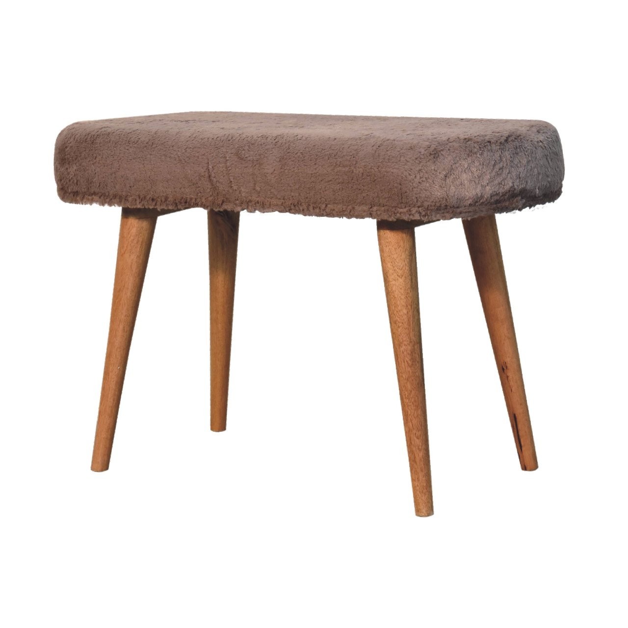 Oak-Finish Solid Wood Upholstered Bench