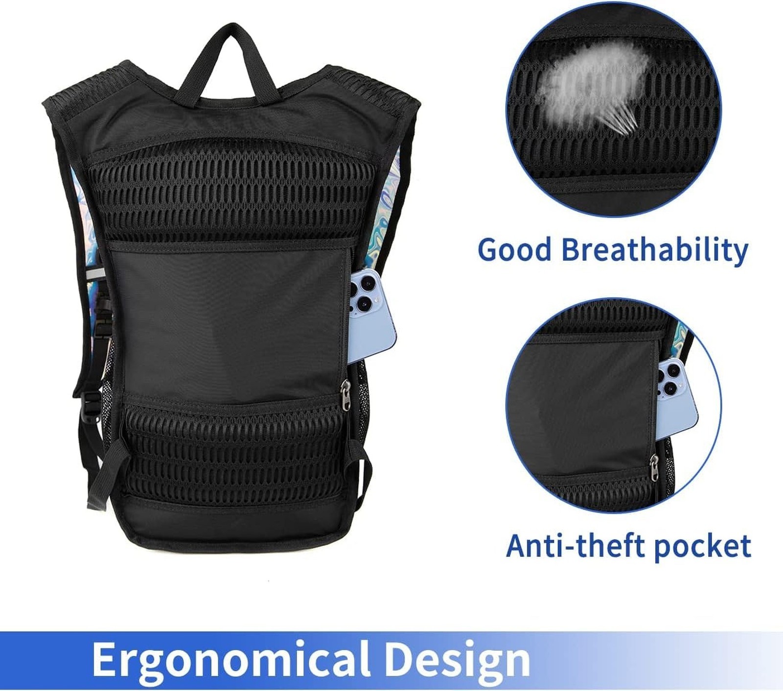 Hydration Backpack Pack with Cool Lights, 2L Water Bladder, Lightweight Bag f...