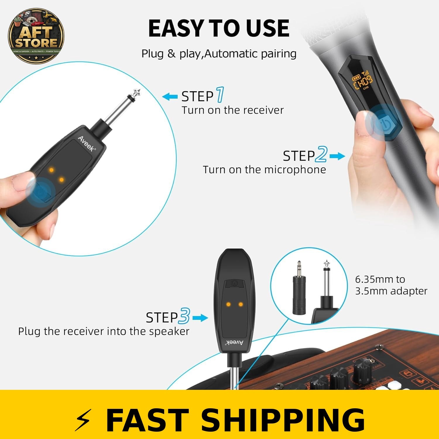 Aveek Wireless Microphone for Karaoke - 2 Packs, Grey & Red