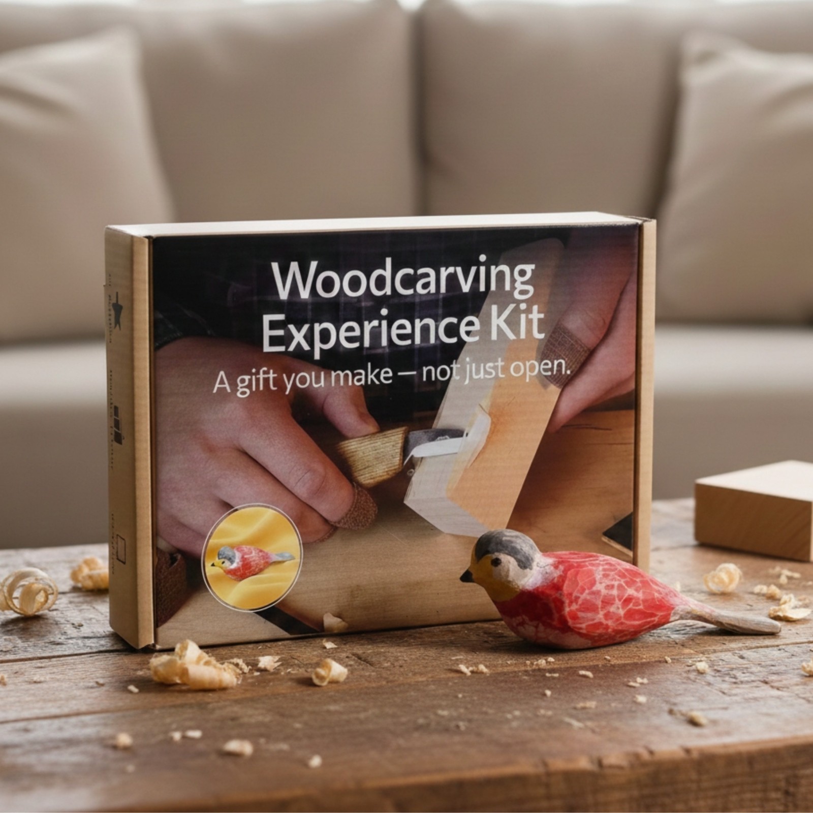 Bird Wood Carving Kit for Beginners DIY Set with Knife Video Step-by-Step Guide