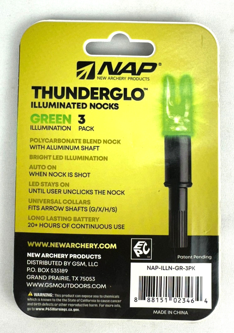 NAP Thunderglo Illuminated Nocks Green 3 Pack