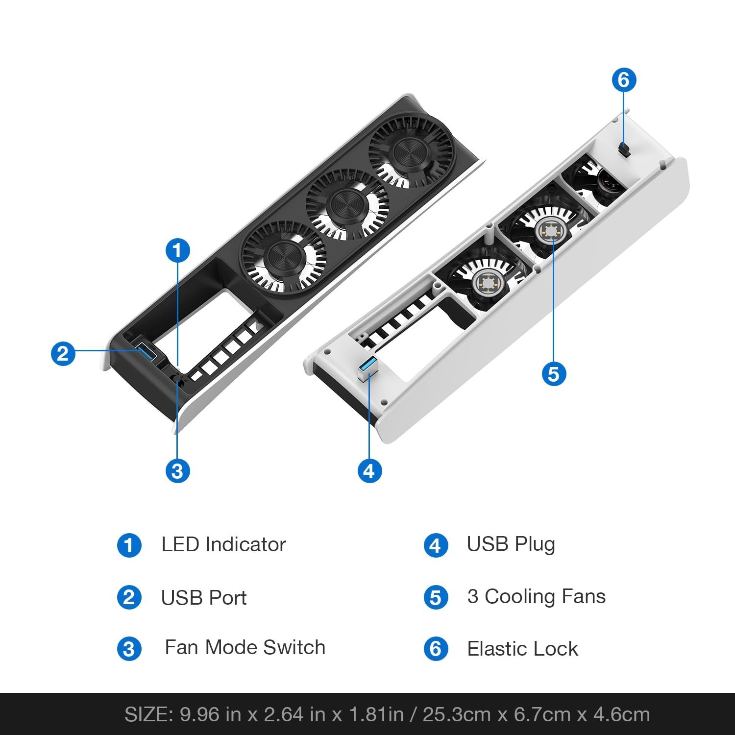 PS5 Slim Cooling Fan with LED Light - Quiet, Automatic Temperature Control