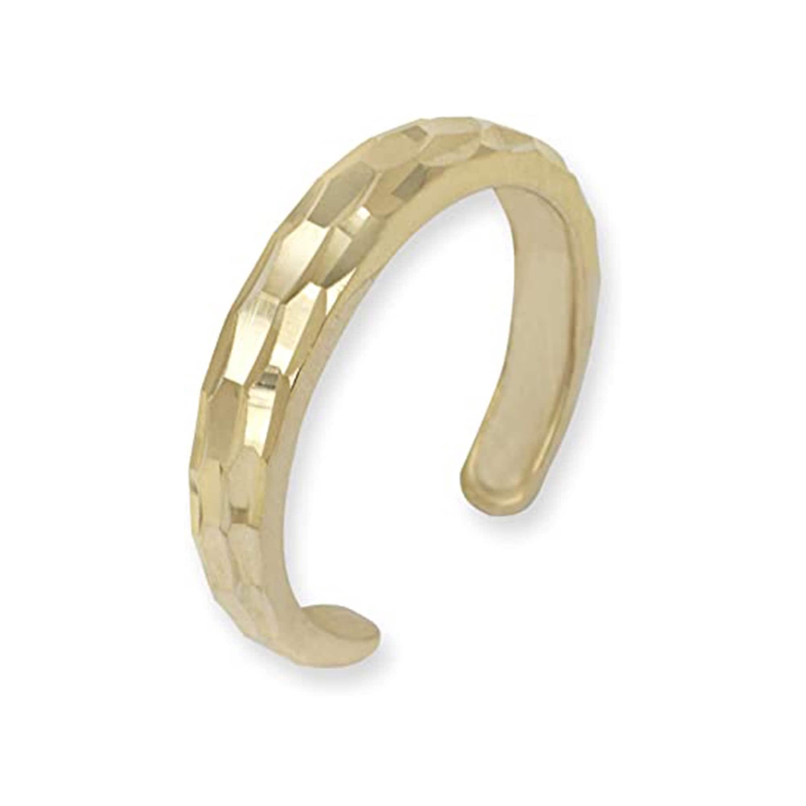 Solid 10K Yellow or White Gold Adjustable Diamond-Cut Band Toe Ring, sparkly