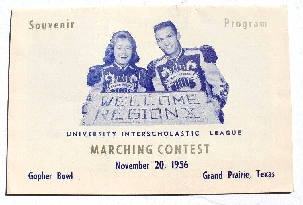 Vtg November 20, 1956 Marching Contest Souvenir Program Texas Gopher Bowl