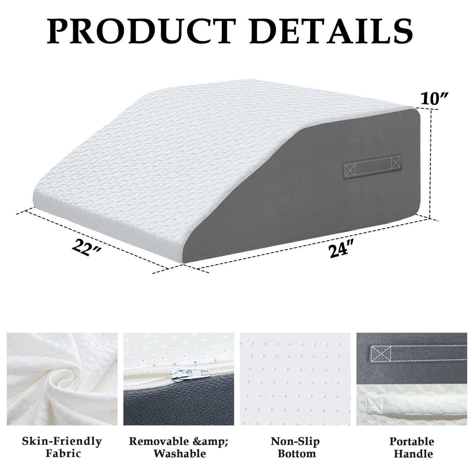 10" Leg Elevation Pillows Memory Foam Leg Support Bed Wedge Pillow Leg Elevat...