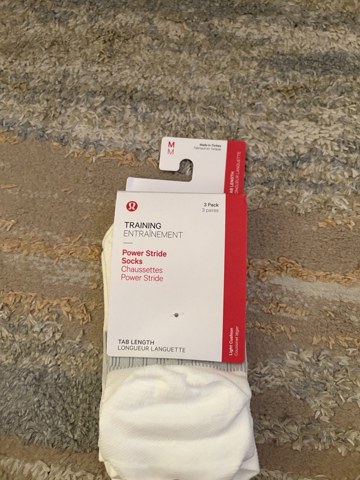 NWT Lululemon Power Stride Tab Socks 3 Pairs White Size Medium