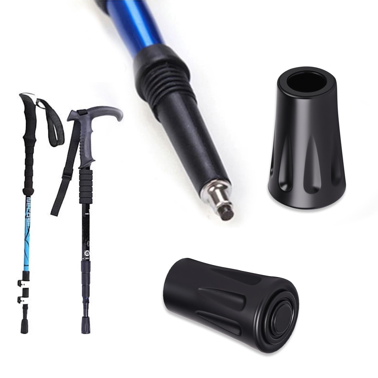 8Pcs Walking Stick Tips, Trekking Pole Tip, Walking Cane Tips Replacement Rub...