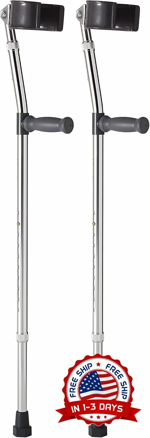 Muletas Para Adultos Livianas Comodas Ligeras, Tamaño Del Puño 4", Juego De 2