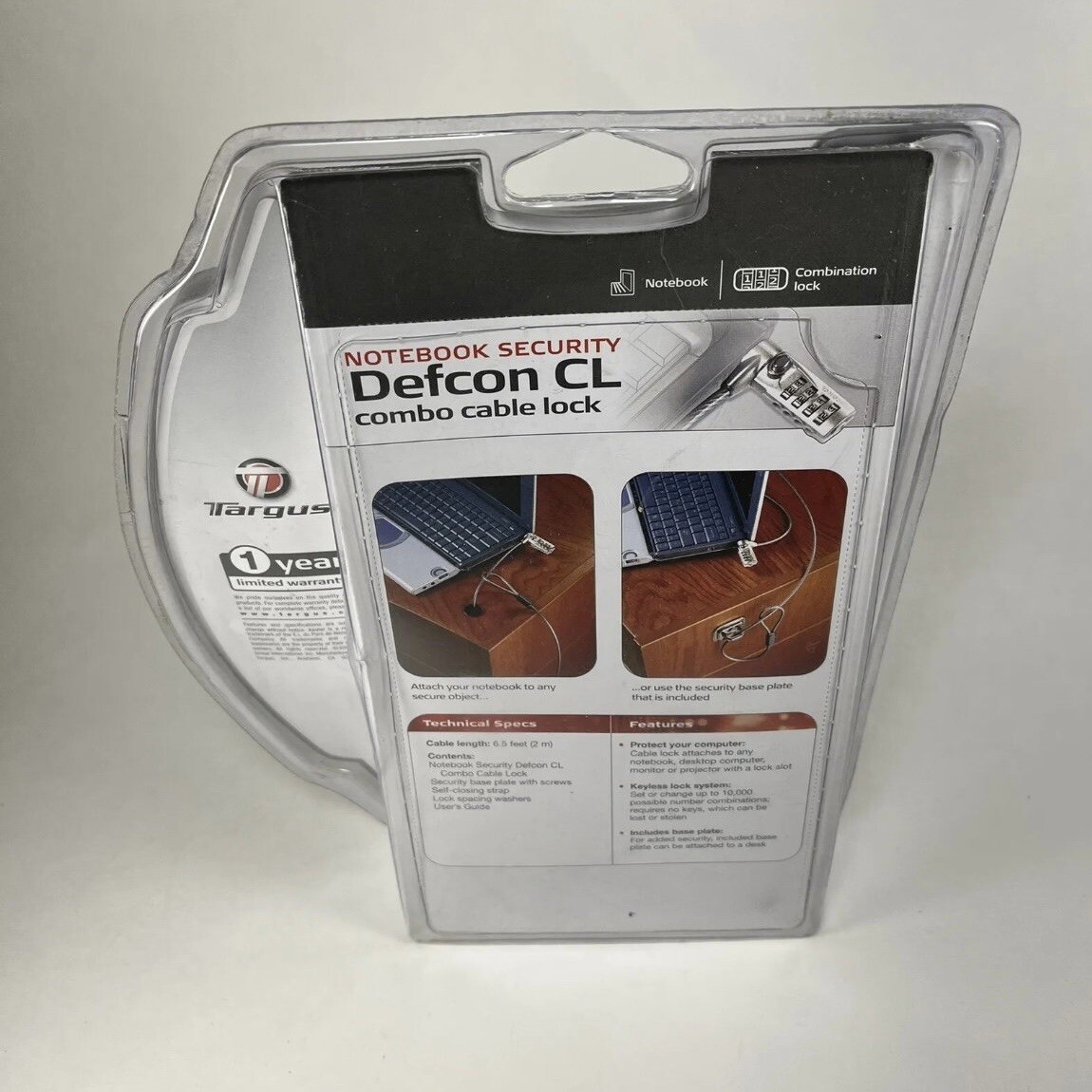 Targus Defcon CL Laptop Notebook Combo Cable Lock Security Keyless New In Box