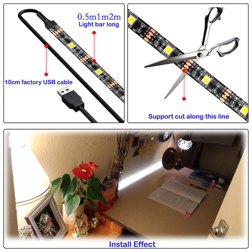 USB Powered Computer TV Backlight Kit RGB Colour Change 5050 LED Light Strip