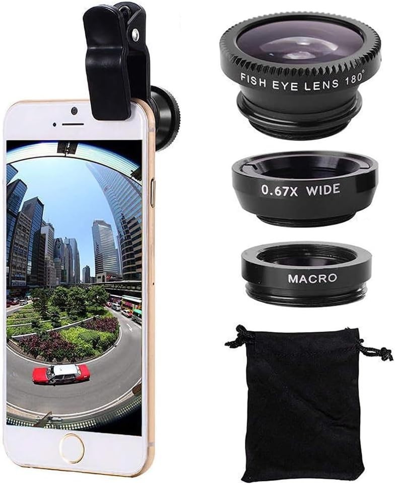 3-In-1 Fish Eye Wide Angle Macro Clip Camera Lens Attachment for iPhone Android