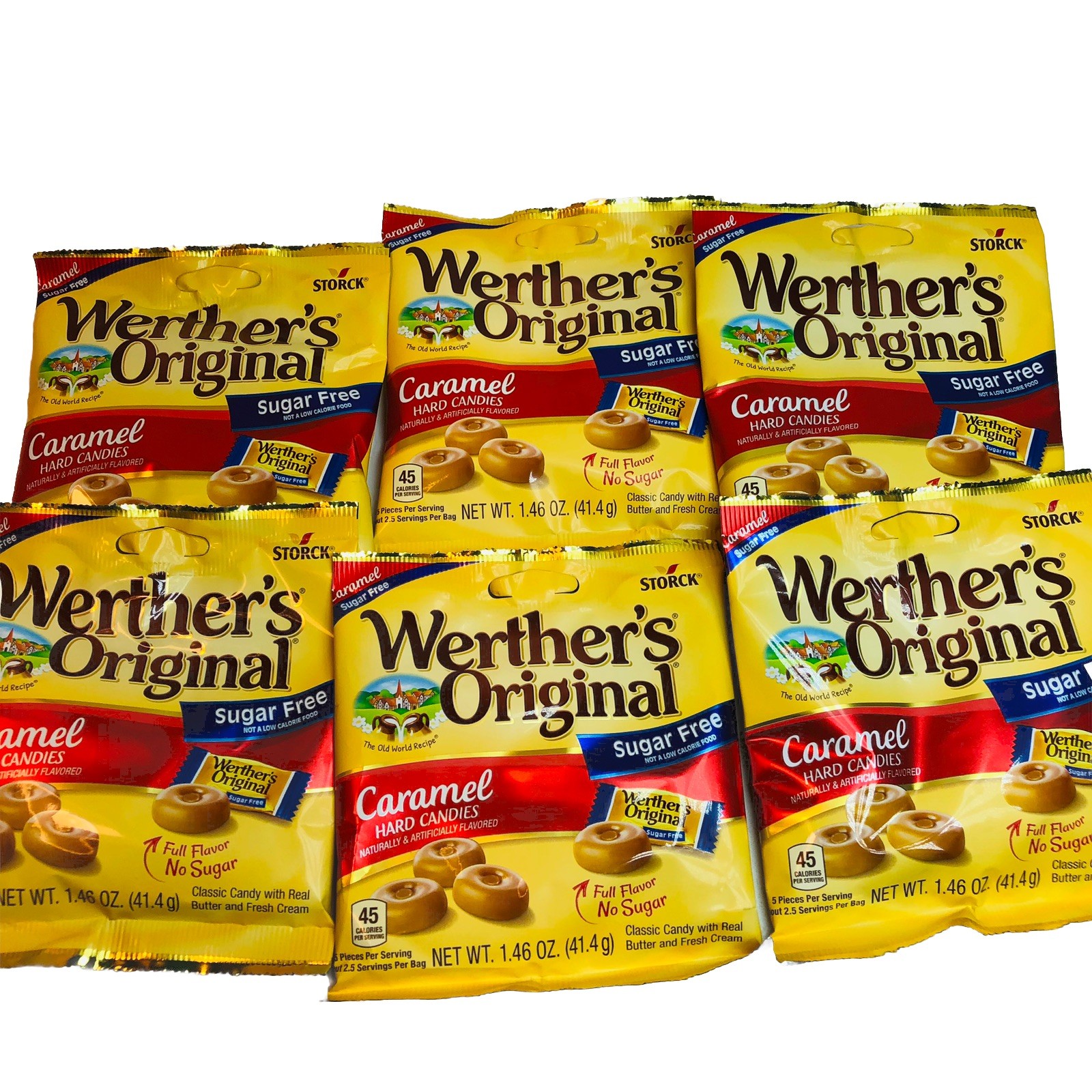 6 Pack Werther's Original SUGAR FREE Caramel Hard Candy, 1.46 Free Shipping