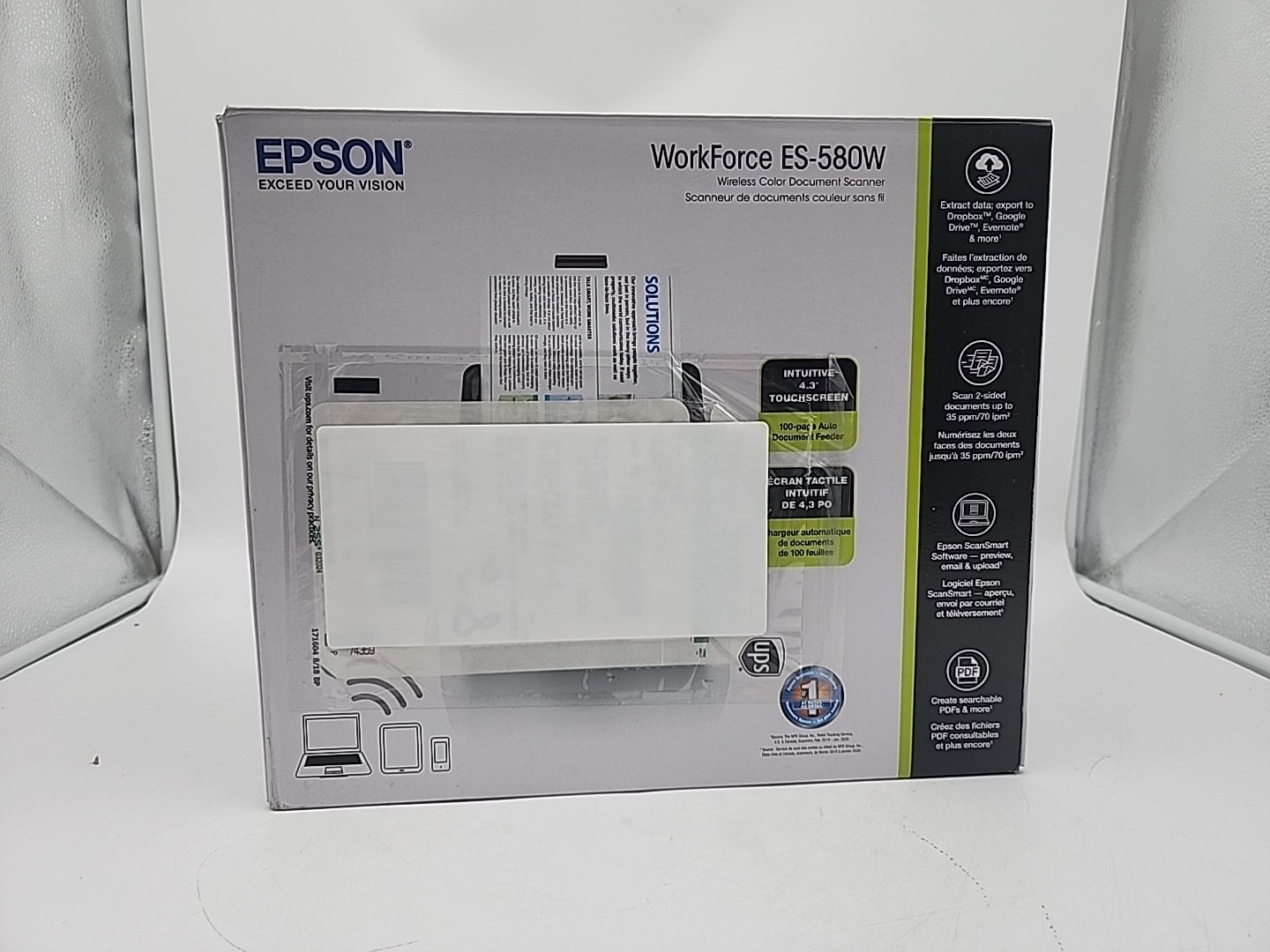Epson ES-580W Wireless Document Scanner LOW USE ~15 Scans Tested Working