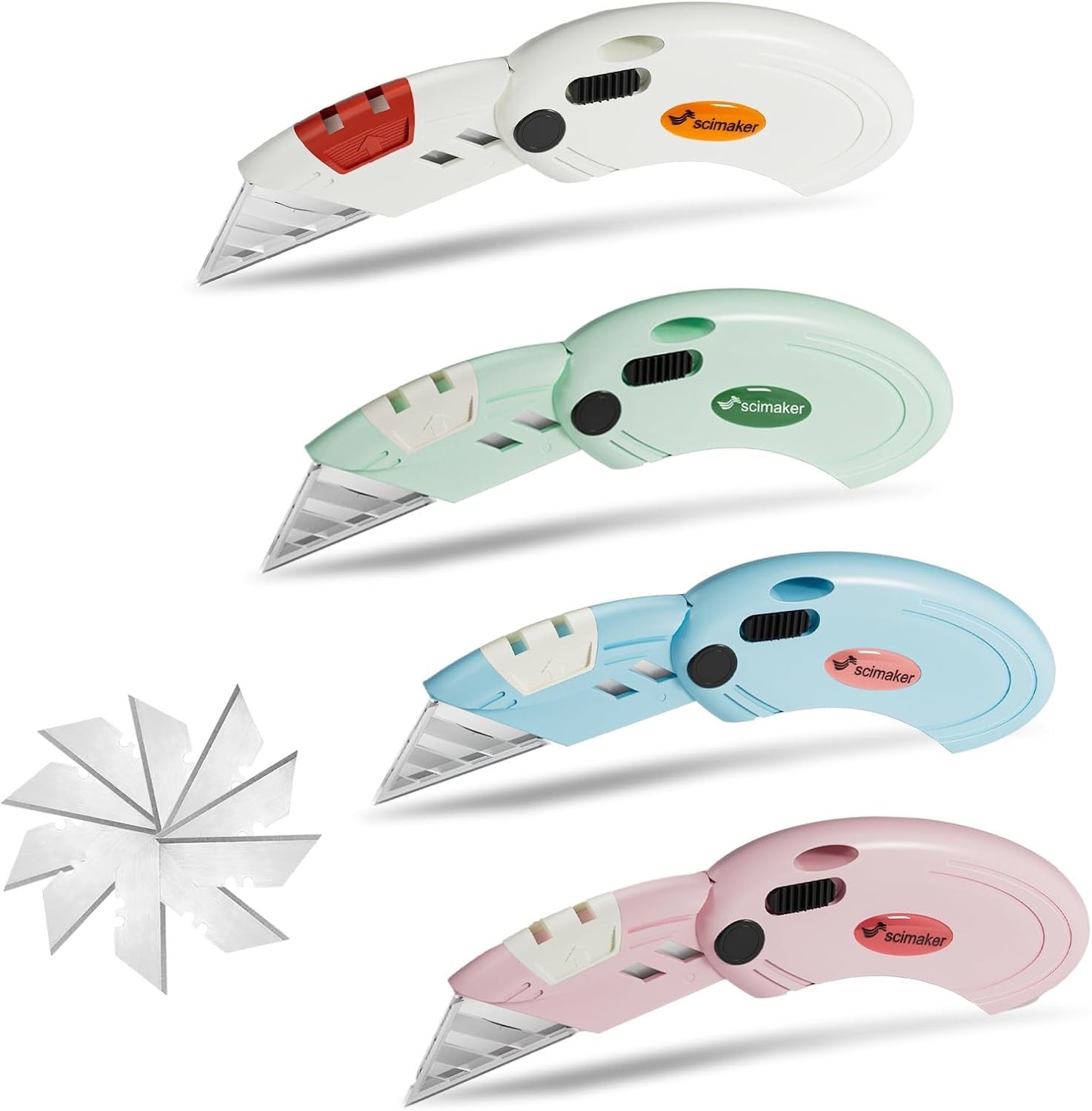 4 - Piece Razor Knives Back-lock Mechanism with Extra 10 Blades