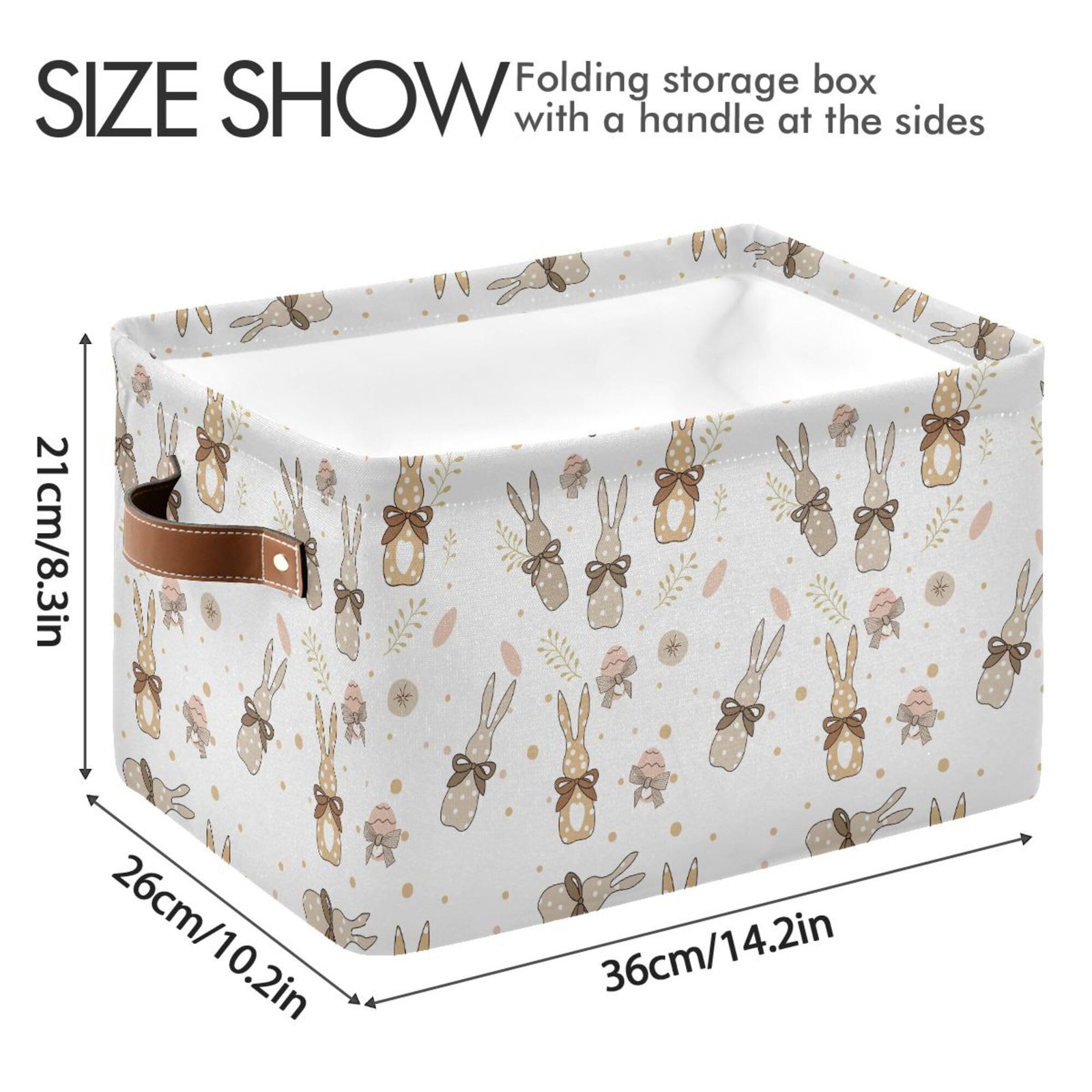 Happy Easter Day Eggs Bunny Storage Basket Fabric Laundry Baskets Easter Rabb...