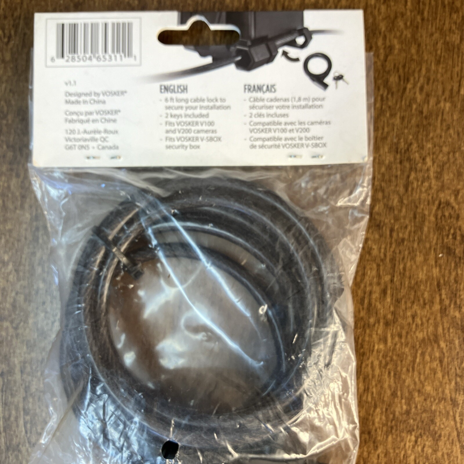 VOSKER V-CB-LOCK 6ft cable lock for Mobile Security Cameras or security box