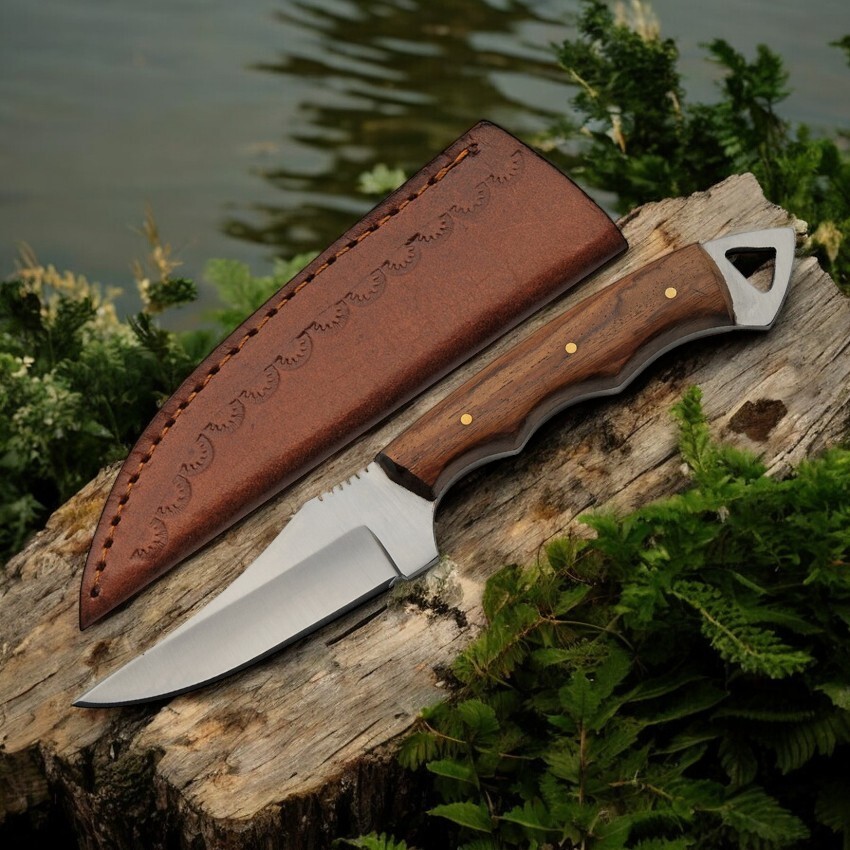 Fixed Blade Knife | 7" Overall Woodsman Trailing Sharp Blade Ergonomic Grip Camp