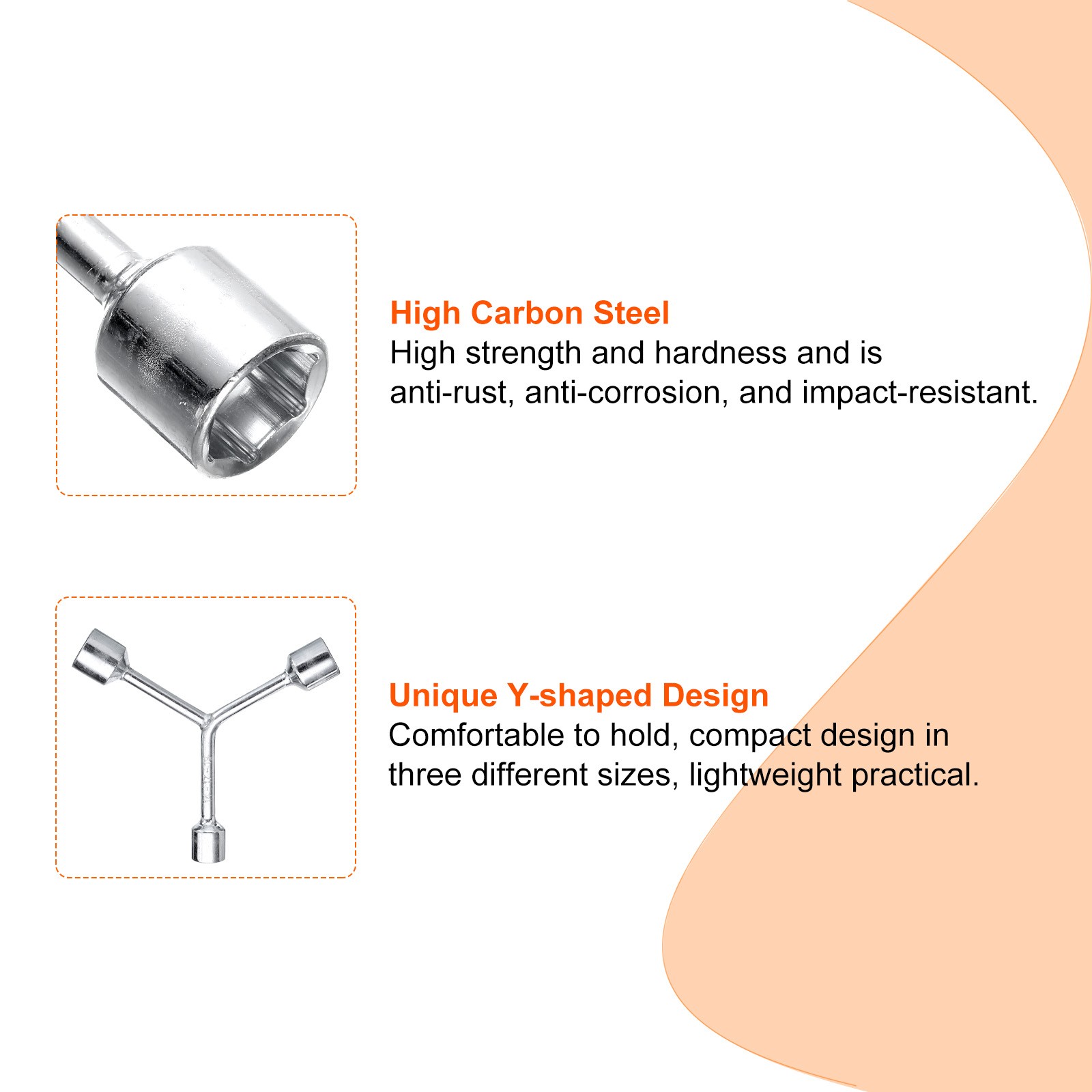 Y-Shaped 3 Way Socket Wrench 14/17/19mm Y-Type 6 Point Spanner Socket