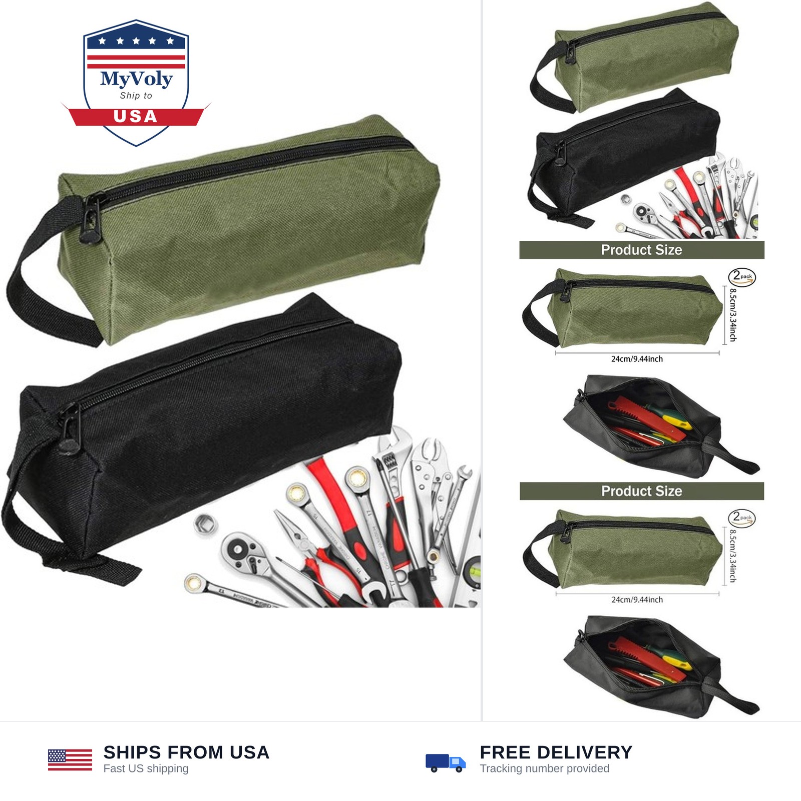 Tool Pouch Bag 2 Pcs Canvas Tool Pouch,Multi-Purpose Tool Bags, Multi-Purpose...