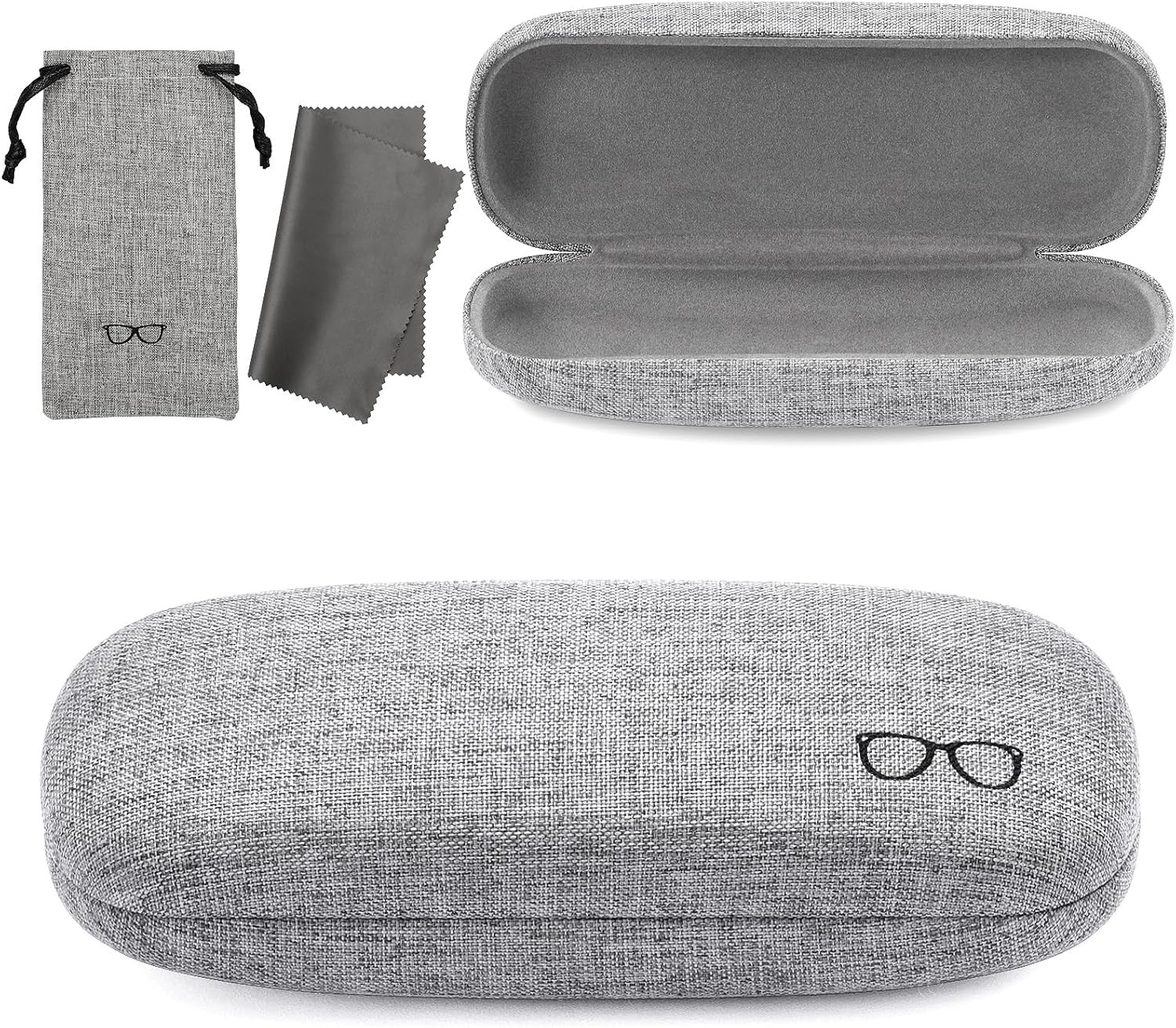 Hard Shell Sunglasses Case, Large Linen Fabric Protective Glasses Case for Men W