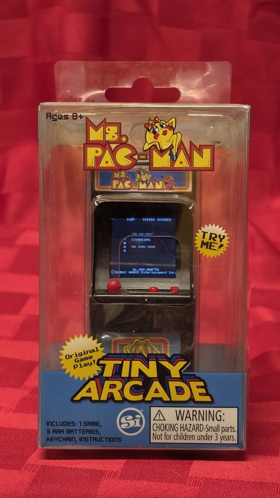 Tiny Arcade Ms. Pac-Man Mini Arcade Game New Open Box Damaged Package