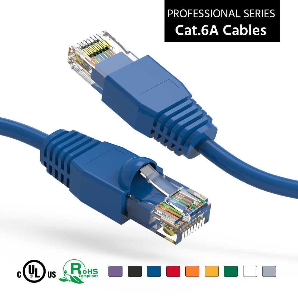 100Ft CAT6A UTP Ethernet Network Booted Cable Blue