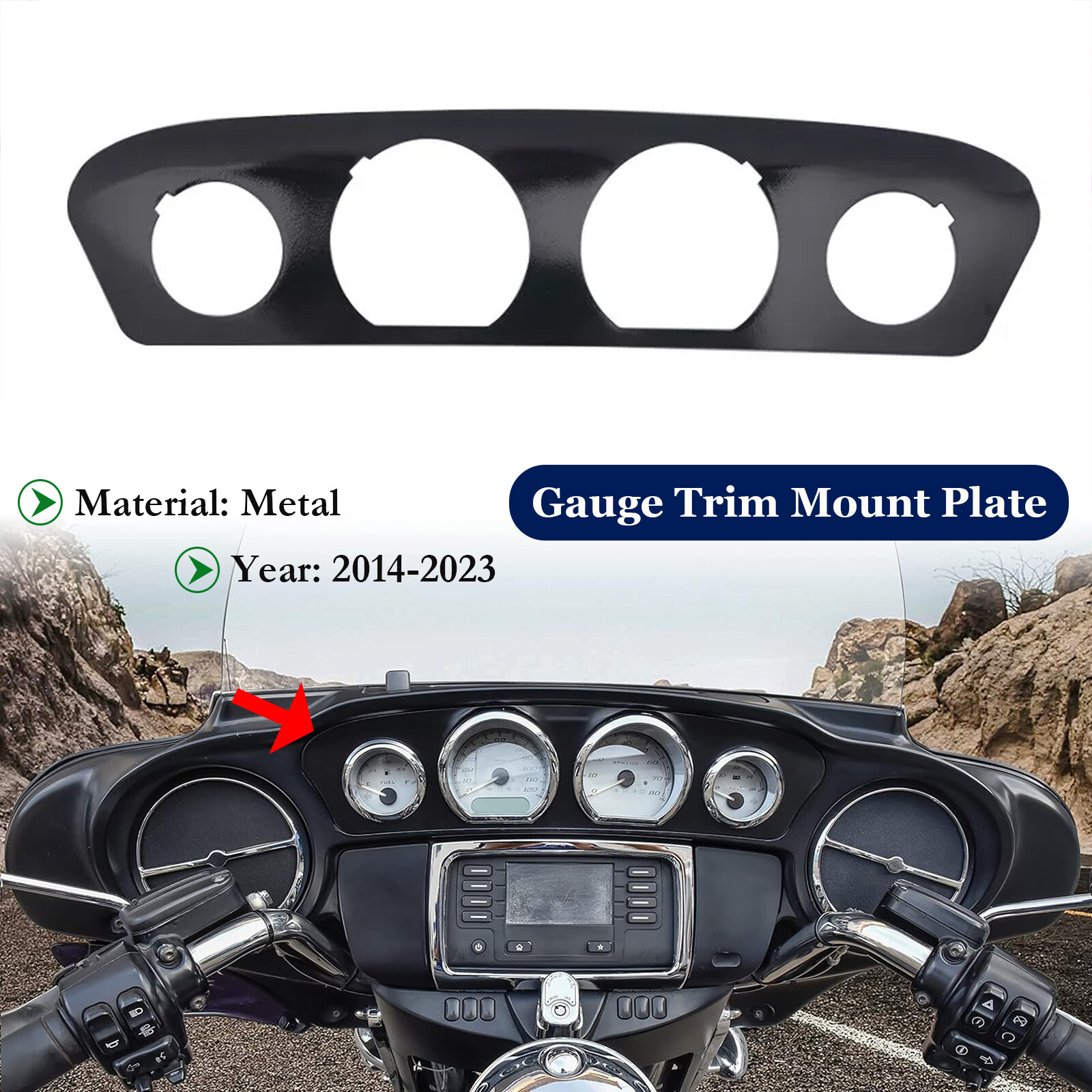 Inner Fairing Gauge Trim Plate For Harley Electra Tri Glide Ultra Limited 14-23