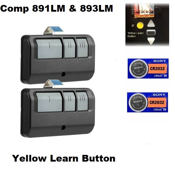 2 For Chamberlain Liftmaster Craftsman Garage Door Opener Remote Control 893LM