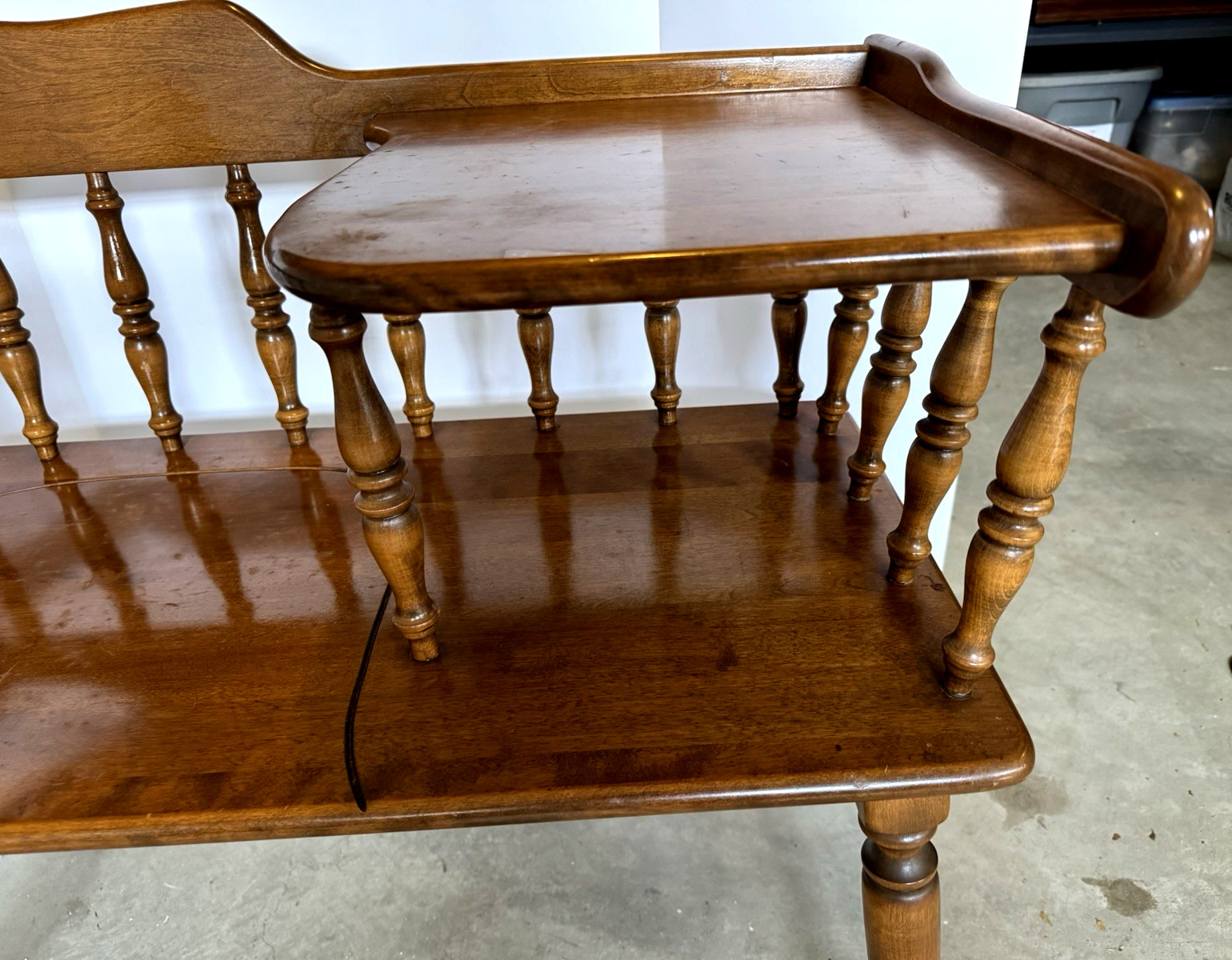 Vintage Nice Ethan Allen Gossip Bench Telephone Table Solid Maple Wood Colonial
