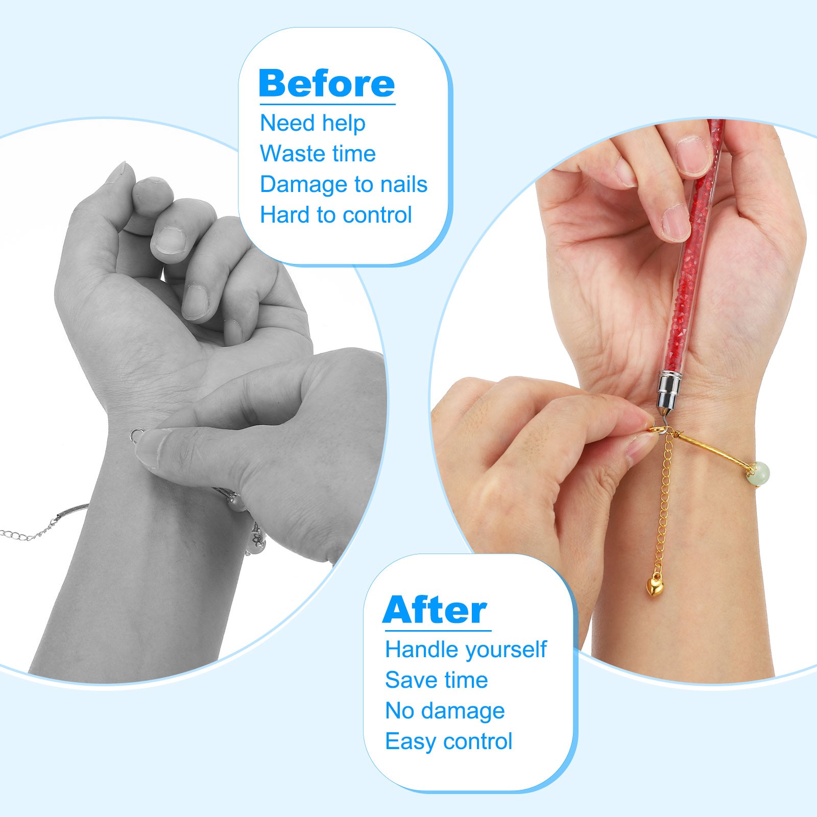 Bracelet Helper Tool, 2 Pack Bracelet Helper to Put on Yourself, White