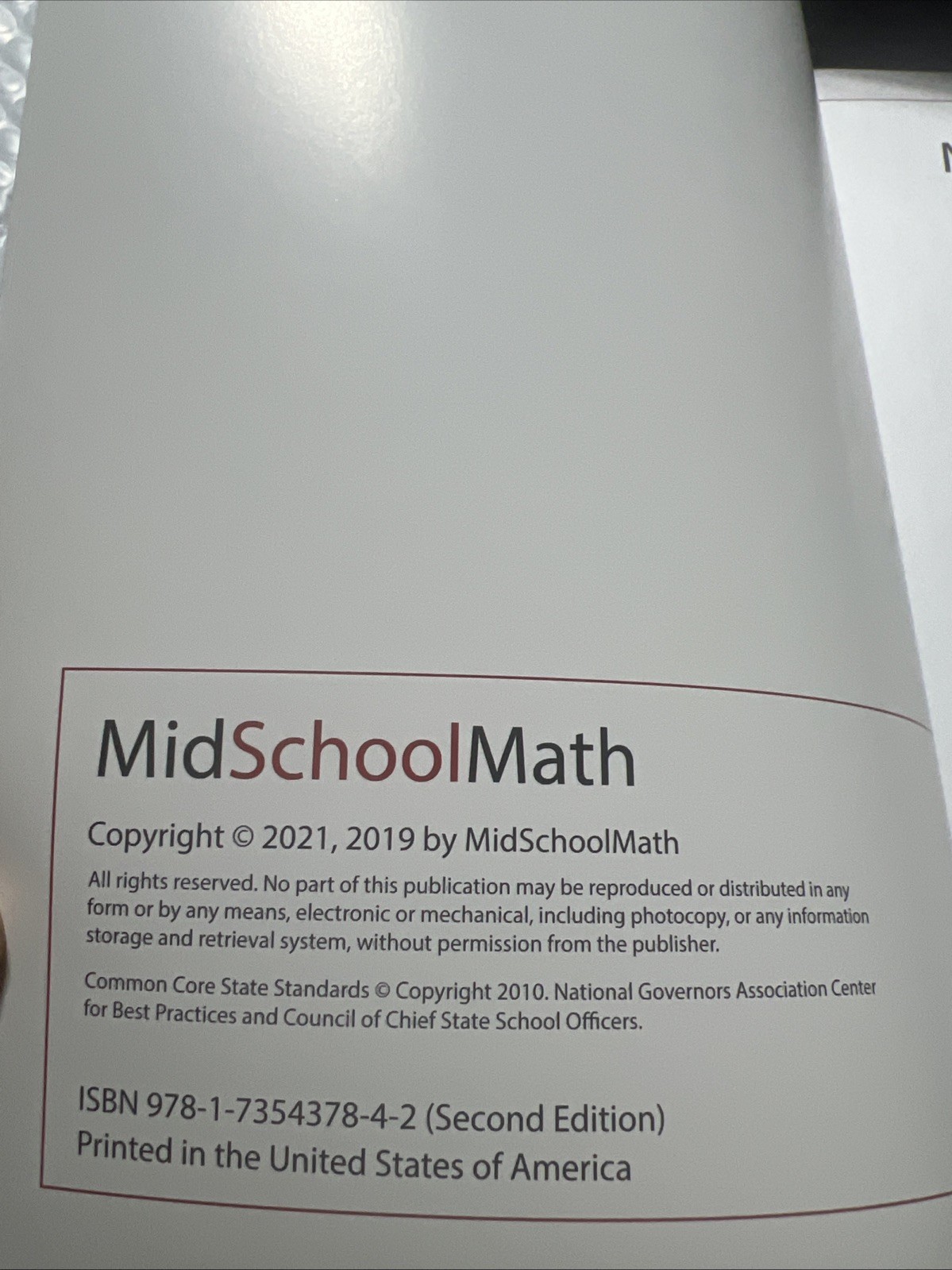 Core Curriculum By Mid school Math 7 , Student Workbook